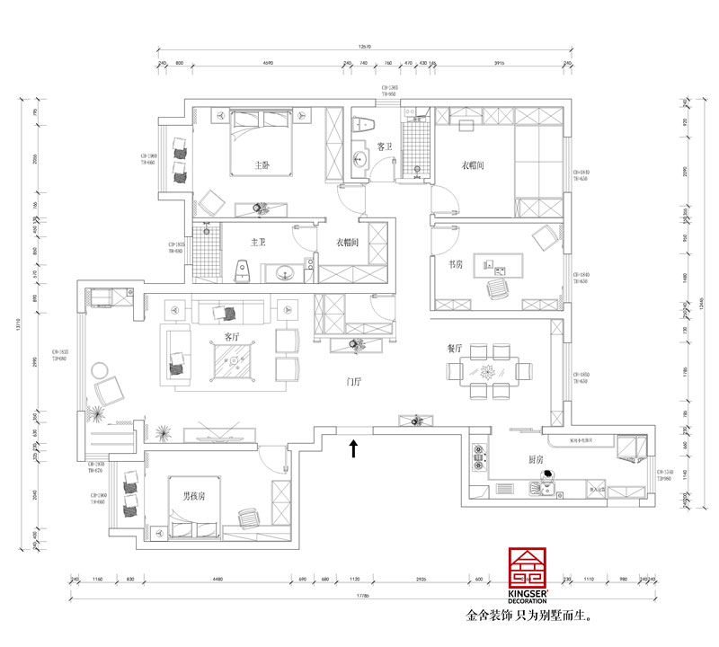 東南智匯城191平米戶型裝修設計平面布局圖