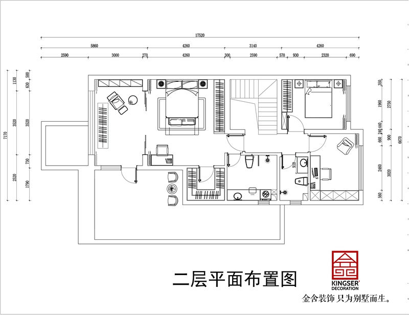 金碧天下334㎡別墅戶型二層平面布置圖