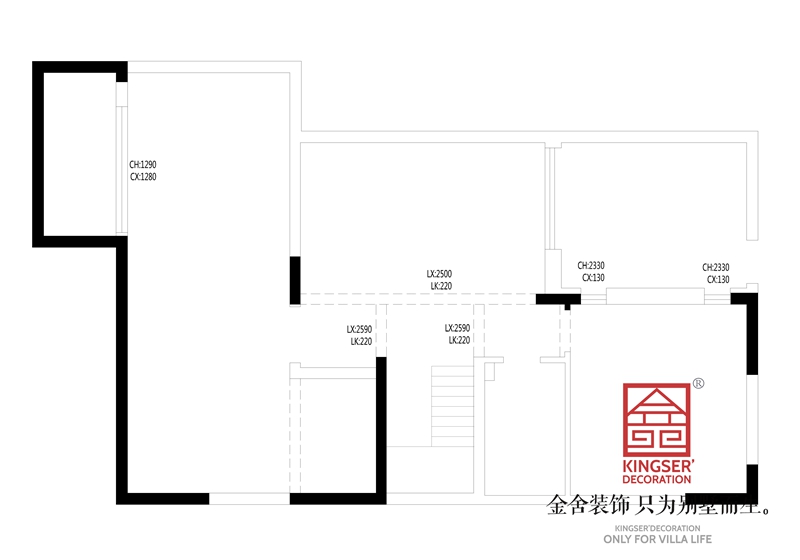 正定開元府260平別墅裝修戶型負一層原始平面圖