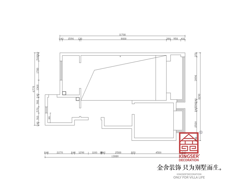 漢王府190平米躍層裝修二層原始戶型圖